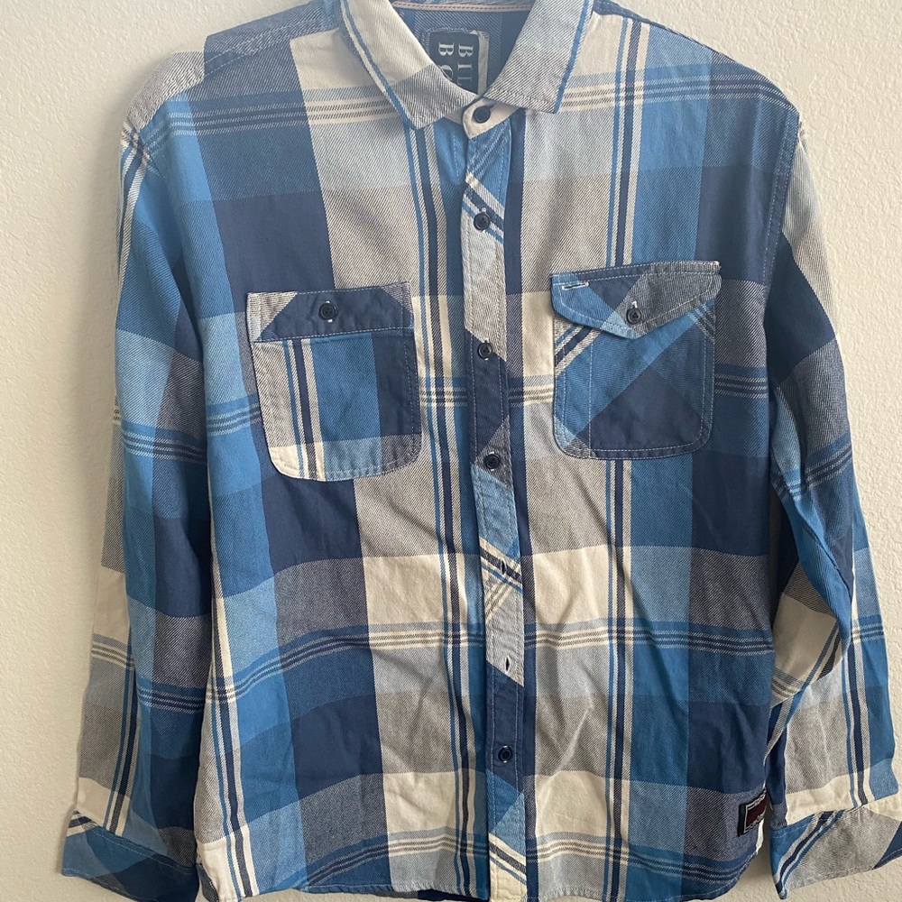 Billabong Men’s Blue Plaid Button Down Shirt